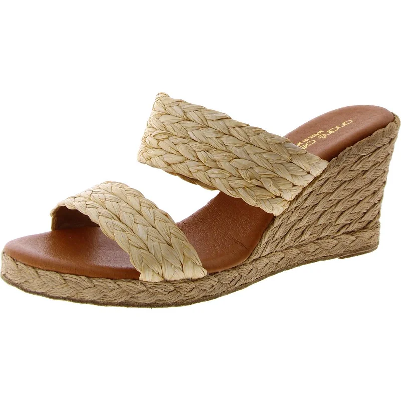 Sustainable Women's Recycled Material Sandals in Beige for Eco - Conscious ShoppersAndré Assous Womens Leather Slip-On Wedge Sandals