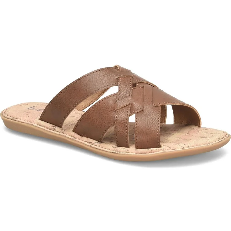 Sustainable Women's Recycled Material Sandals in Beige for Eco - Conscious ShoppersB.O.C. Womens Mona Faux Leather Strappy Slide Sandals