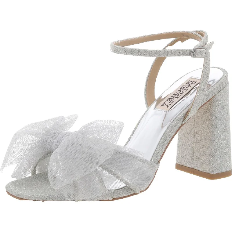 Sustainable Women's Recycled Material Sandals in Beige for Eco - Conscious ShoppersBadgley Mischka Womens Textured Bow Heels