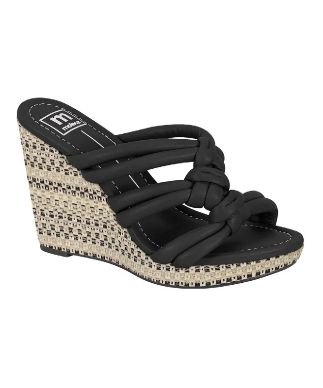 Women's Sandals with a Glitter - Coated Strap in Gold for a Sparkly Summer OutfitBEIRA RIO SLIP ON MULE WEDGE