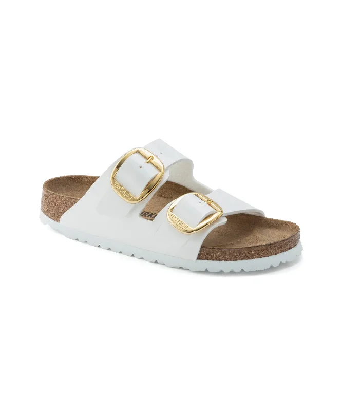 Elastic - Strap Women's Sandals with a Padded Toe in Teal for Easy On - and - OffBIRKENSTOCK ARIZONA BIG BUCKLE IN WHITE PATENT