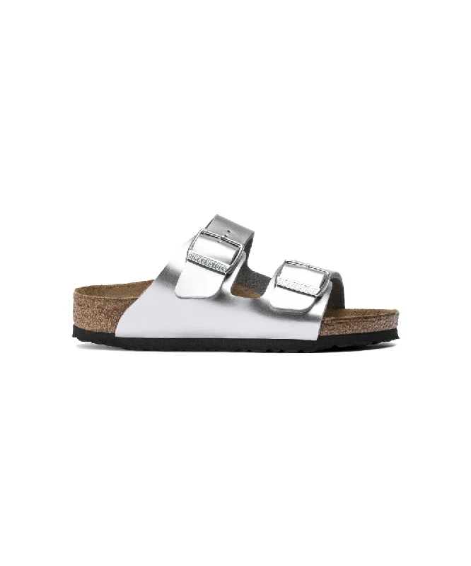 Sustainable Women's Recycled Material Sandals in Beige for Eco - Conscious ShoppersBIRKENSTOCK ARIZONA IN SILVER