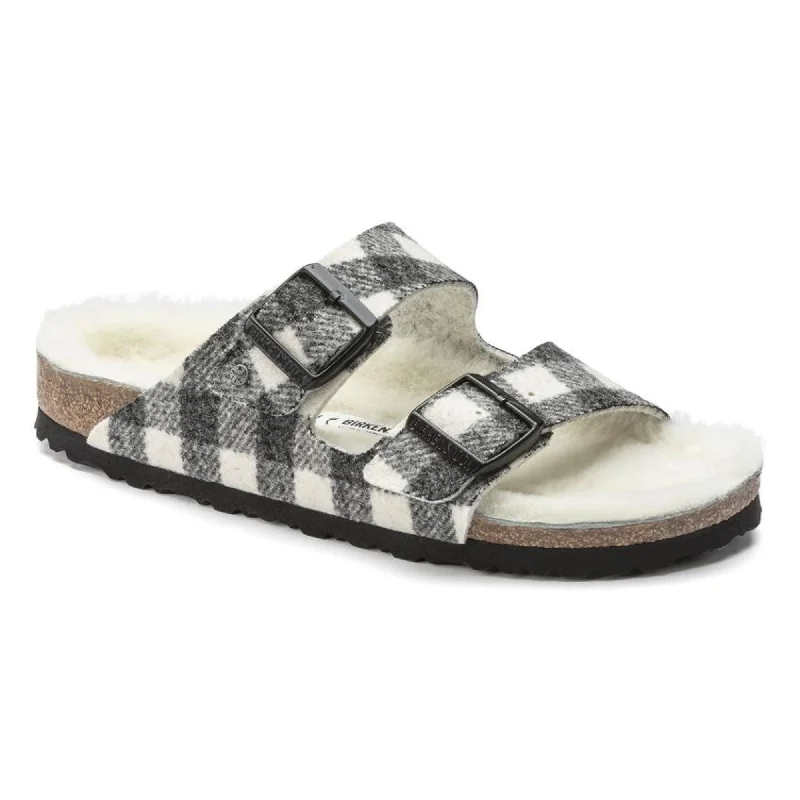 Women's Leather - Strapped Sandals with a Braided Detail in Brown for a Rustic AppealBirkenstock Arizona Rivet Plaid White  1018114 Women's