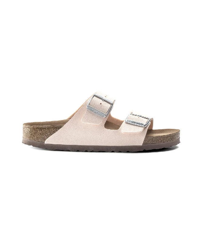 Women's Flat Slide Sandals with a Memory Foam Insole in White for All - Day ComfortBIRKENSTOCK ARIZONA VEGAN NARROW FIT IN LIGHT ROSE