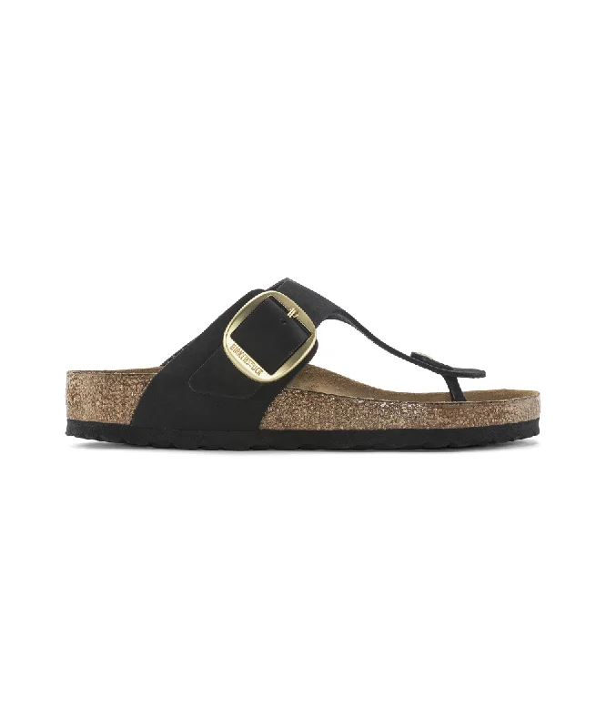 Shock - Absorbing Women's Sandals with a Soft Insole in Black for Active LifestylesBIRKENSTOCK GIZEH BIG BUCKLE REGULAR FIT IN BLACK