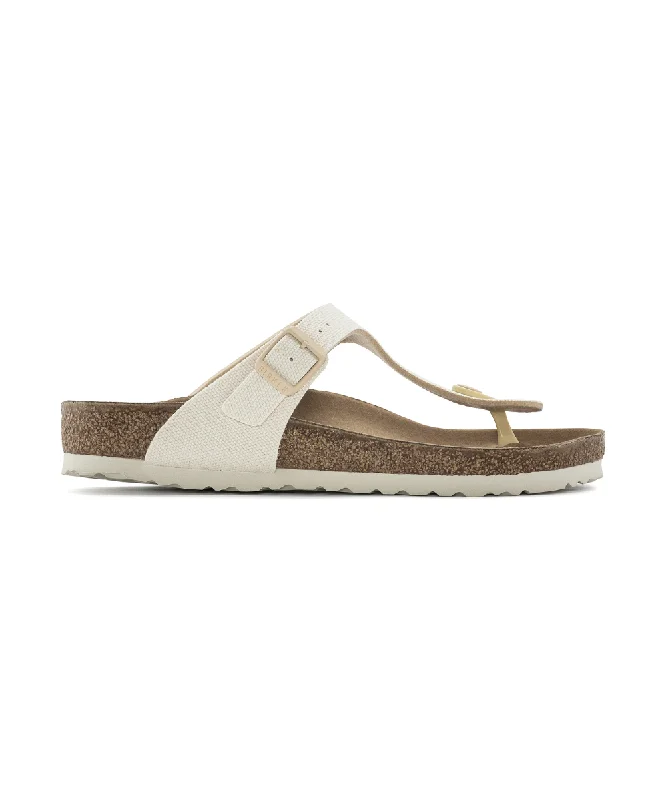 Women's Sandals with a Glitter - Coated Strap in Gold for a Sparkly Summer OutfitBIRKENSTOCK GIZEH IN EGGSHELL