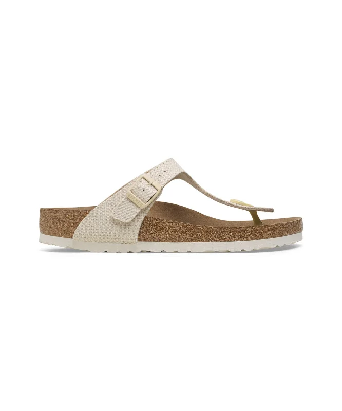 Women's Sandals with a Glitter - Coated Strap in Gold for a Sparkly Summer OutfitBIRKENSTOCK GIZEH IN EGGSHELL