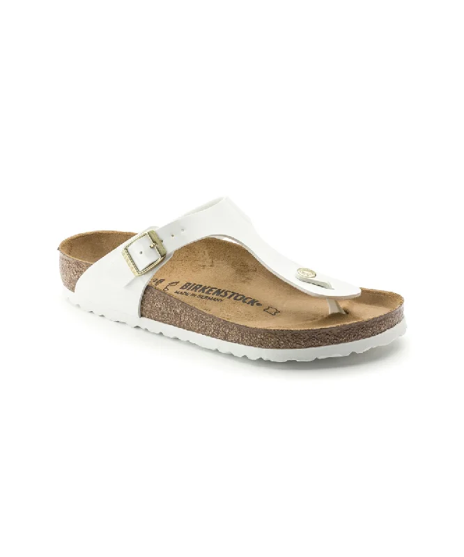 Women's Flat Slide Sandals with a Memory Foam Insole in White for All - Day ComfortBIRKENSTOCK GIZEH REGULAR FIT IN WHITE