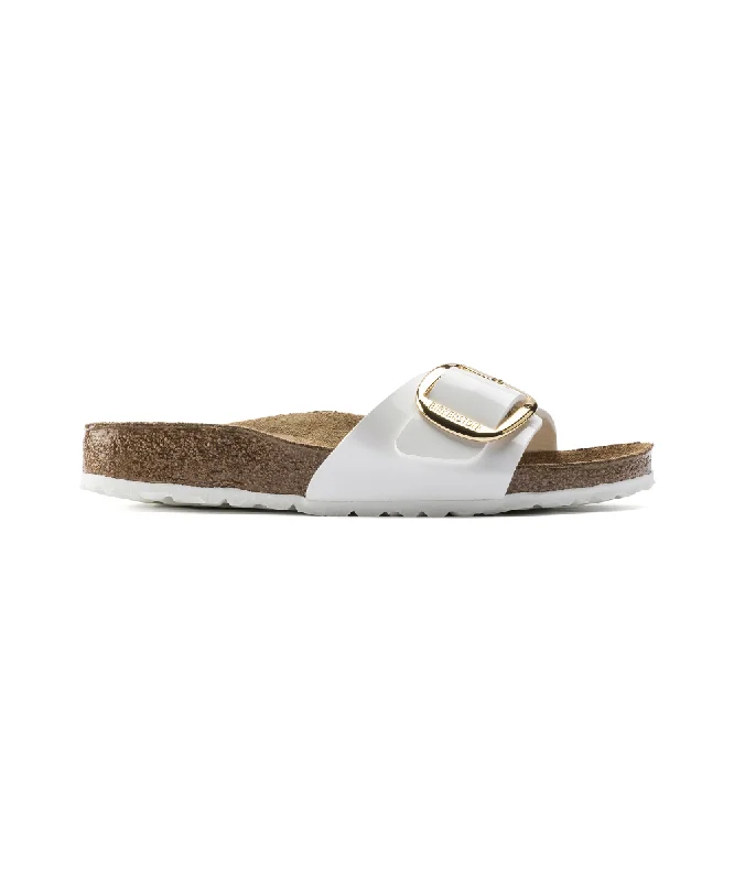 Shock - Absorbing Women's Sandals with a Soft Insole in Black for Active LifestylesBIRKENSTOCK MADRID BIG BUCKLE NARROW FIT IN WHITE PATENT