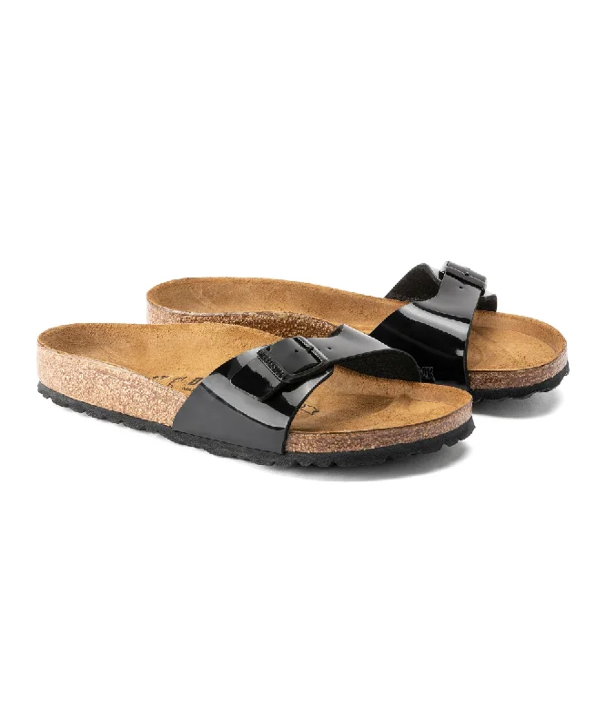 Waterproof Women's Rubber Beach Sandals with Arch Support in Blue for Water ActivitiesBIRKENSTOCK MADRID BLACK PATENT