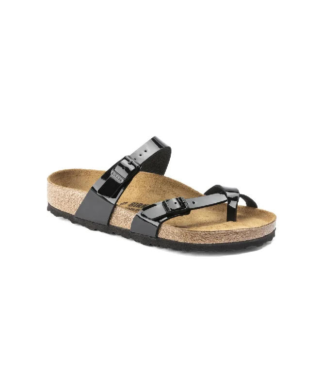 Orthopedic Women's Sandals with Arch Support in Gray for Foot HealthBIRKENSTOCK MAYARI IN BLACK PATENT