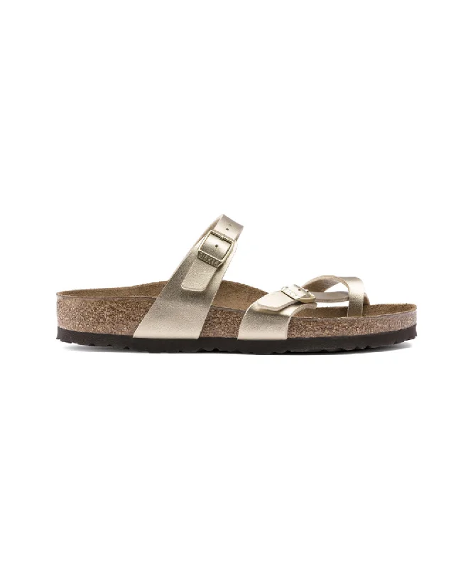 Women's Sandals with a Glitter - Coated Strap in Gold for a Sparkly Summer OutfitBIRKENSTOCK MAYARI IN GOLD