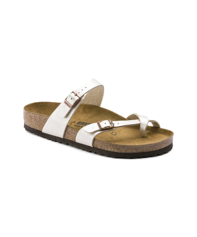 Plus Size Women's Wide - Width Platform Sandals in Black for Added Comfort and HeightBIRKENSTOCK MAYARI IN PEARL WHITE