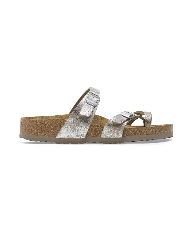 Shock - Absorbing Women's Sandals with a Soft Insole in Black for Active LifestylesBIRKENSTOCK MAYARI IN SILVER