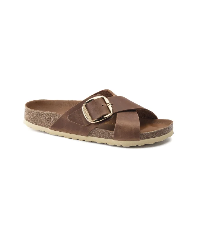 Adjustable Strap Women's Sandals with a Padded Heel in Pink for a Custom FitBIRKENSTOCK SIENA BIG BUCKLE NARROW FIT IN COGNAC