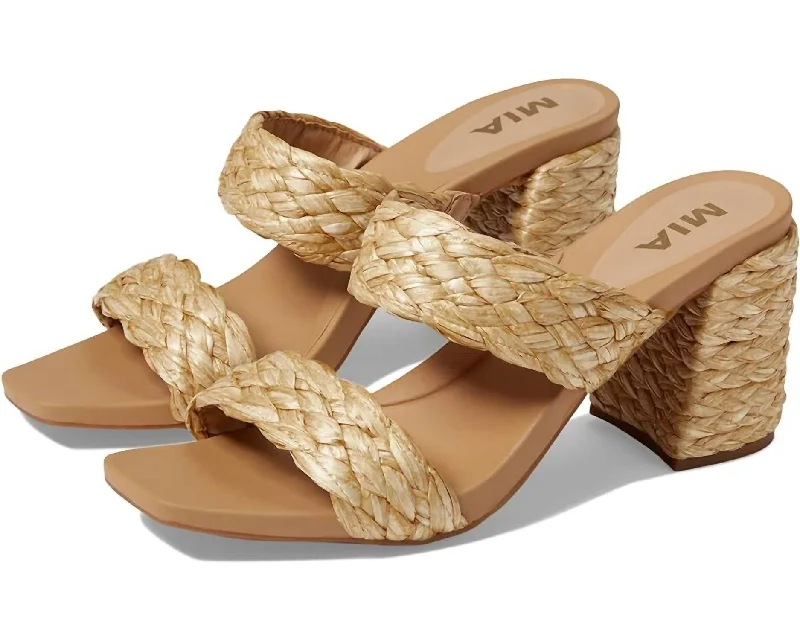 Lightweight Women's Mesh - Paneled Sandals in Yellow for BreathabilityBraided Raffia Sandal In Tan