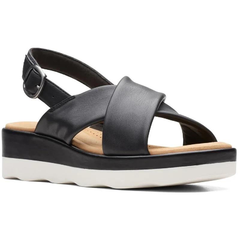 Plus Size Women's Wide - Width Platform Sandals in Black for Added Comfort and HeightClarks Womens Wedge Buckle Wedge Sandals