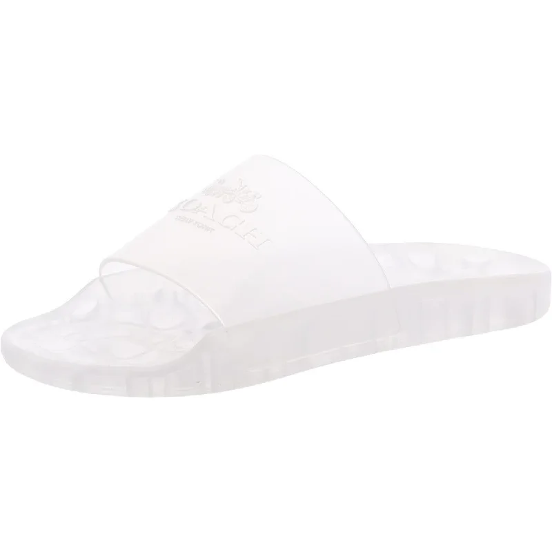 Women's Flat Slide Sandals with a Memory Foam Insole in White for All - Day ComfortCoach Womens Slip On Laceless Slide Sandals