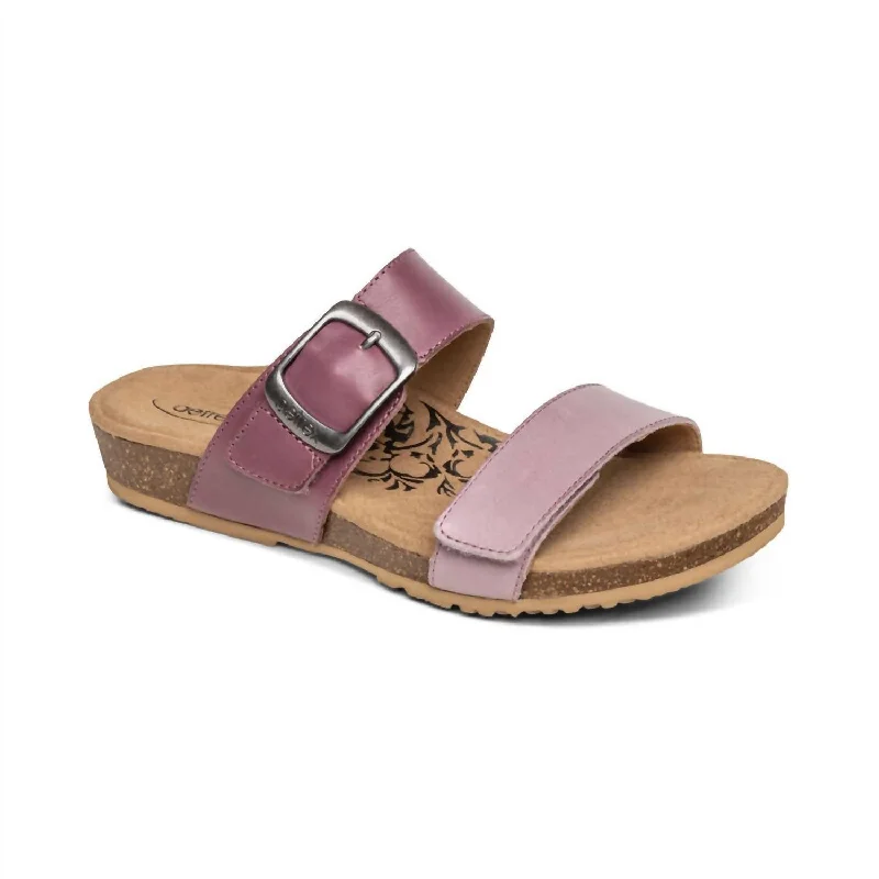 Women's Flat Slide Sandals with a Memory Foam Insole in White for All - Day ComfortDaisy Adjustable Slide Sandal In Lilac