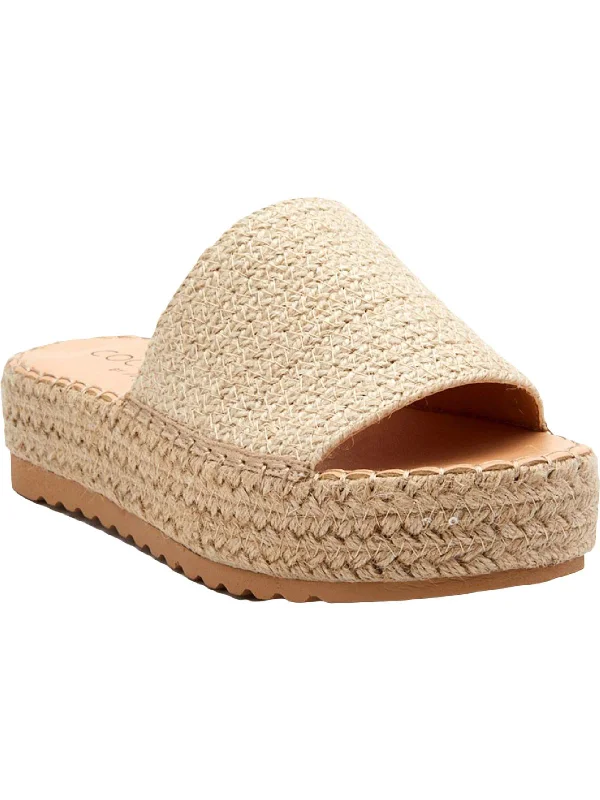 Elastic - Strap Women's Sandals with a Padded Toe in Teal for Easy On - and - OffDel Mar Womens Raffia Platform Espadrilles