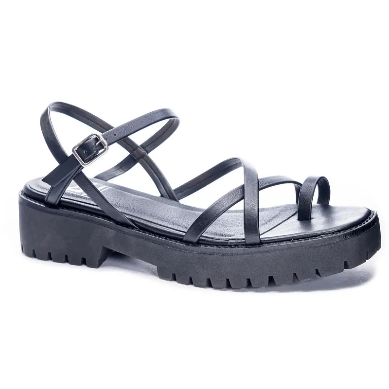 Women's Cork - Soled Espadrille Sandals with a Rope - Trimmed Upper in Navy for a Summer VibeDirty Laundry Womens Rhoni Square Open Toe Flat Ankle Strap