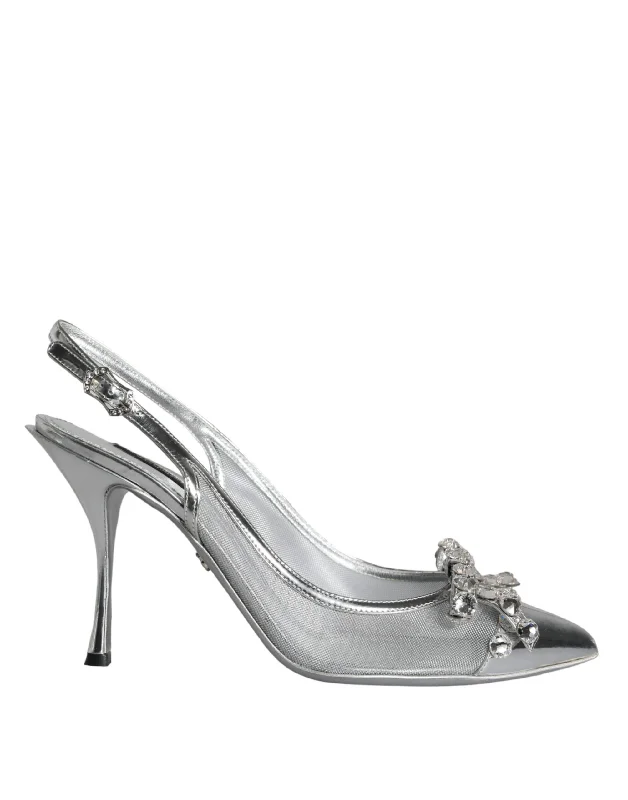 Dolce & Gabbana  Mesh Crystal Embellished Slingback Women's Shoes