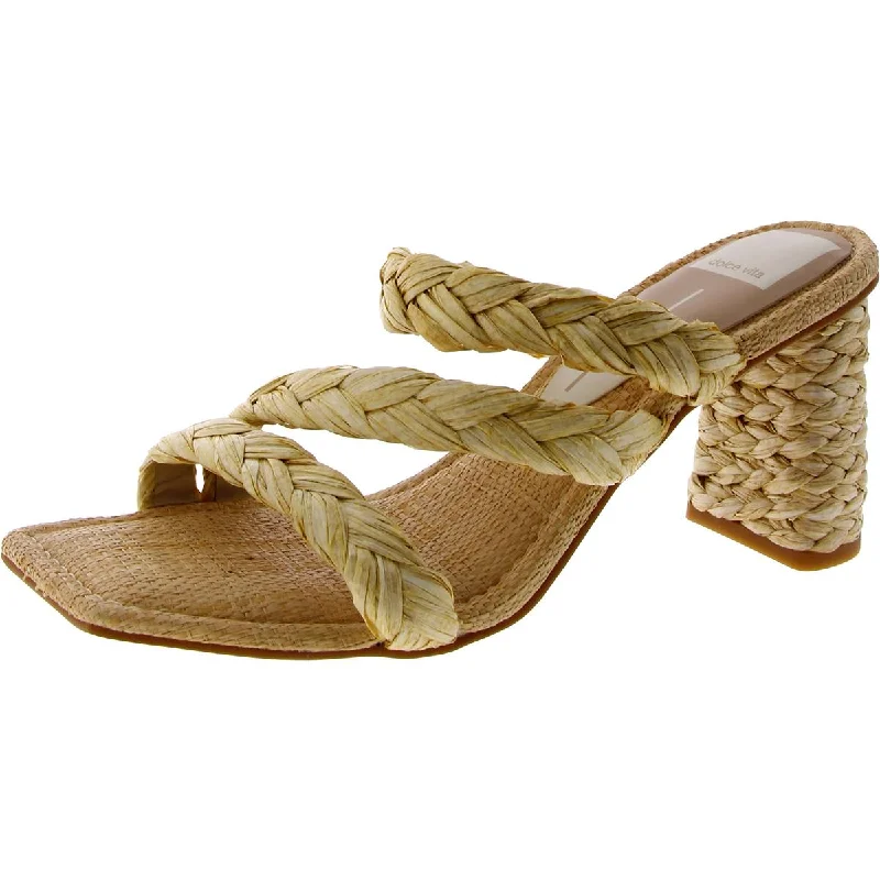 Lightweight Women's Mesh - Paneled Sandals in Yellow for BreathabilityDolce Vita Womens Rafia Square Toe Block Heel