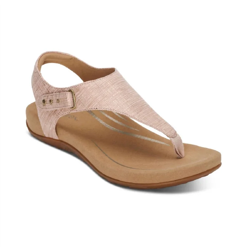 Women's Cork - Soled Espadrille Sandals with a Rope - Trimmed Upper in Navy for a Summer VibeEllie Adjustable Quarter Strap Thong Sandal In Blush/rose Gold