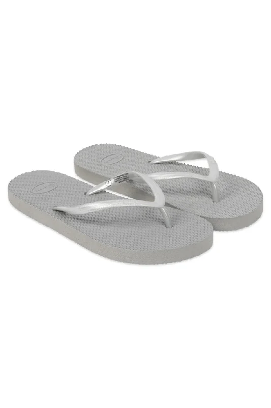 Women's Flat Slide Sandals with a Memory Foam Insole in White for All - Day ComfortFlip Flops _ 151133 _ Grey