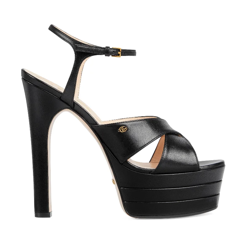 Women's Sandals with a Glitter - Coated Strap in Gold for a Sparkly Summer OutfitGucci Women's Platform Sandal