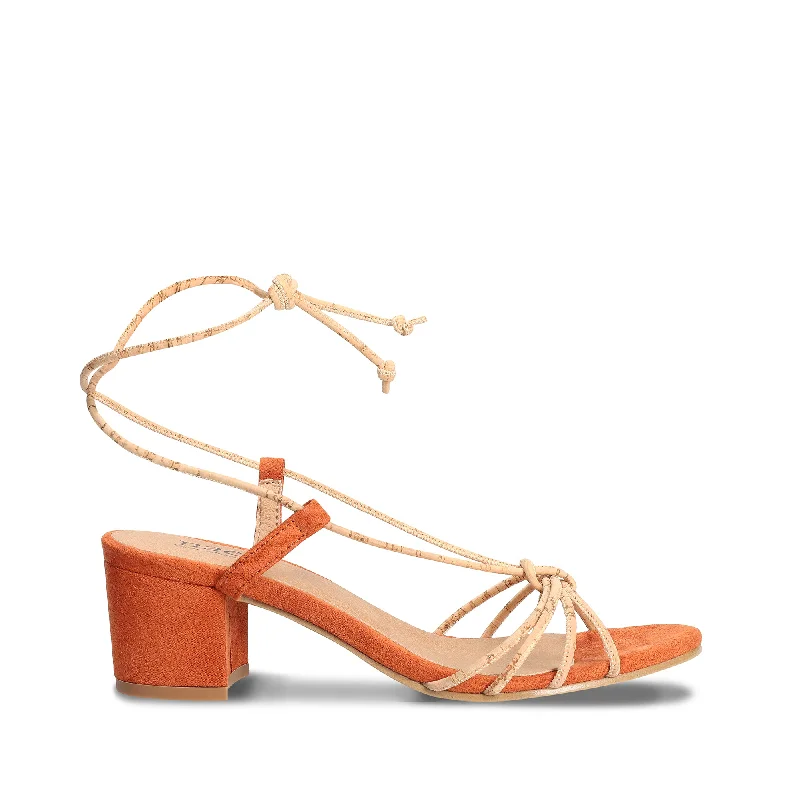 Women's Cork - Soled Espadrille Sandals with a Rope - Trimmed Upper in Navy for a Summer VibeHolly Orange Vegan Heeled Cross Sandals