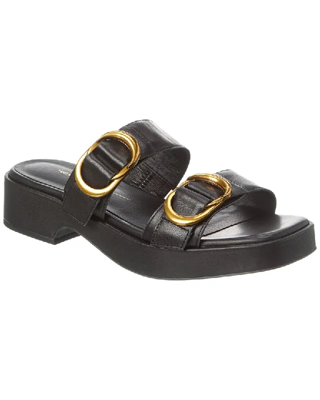 Women's Sandals with a Glitter - Coated Strap in Gold for a Sparkly Summer OutfitIntentionally Blank Orion Leather Sandal