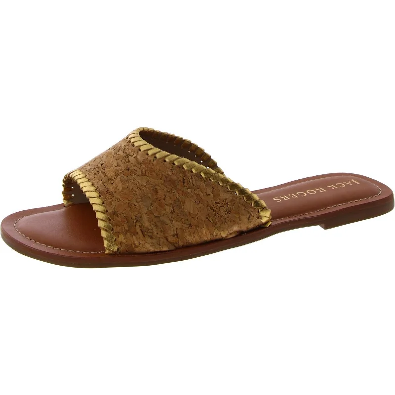 Women's Sandals with a Glitter - Coated Strap in Gold for a Sparkly Summer OutfitJack Rogers Womens Cork Slip-On Slide Sandals