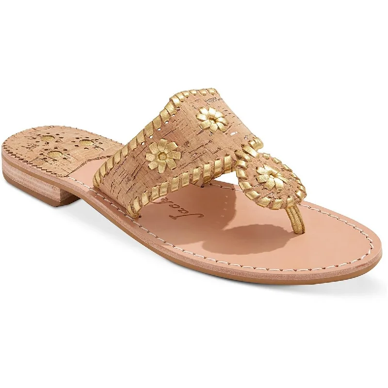 Anti - Slip Women's Sandals with a Grooved Sole in Green for Outdoor AdventuresJack Rogers Womens Jacks II Flat Sandal Leather Embellished Thong Sandals