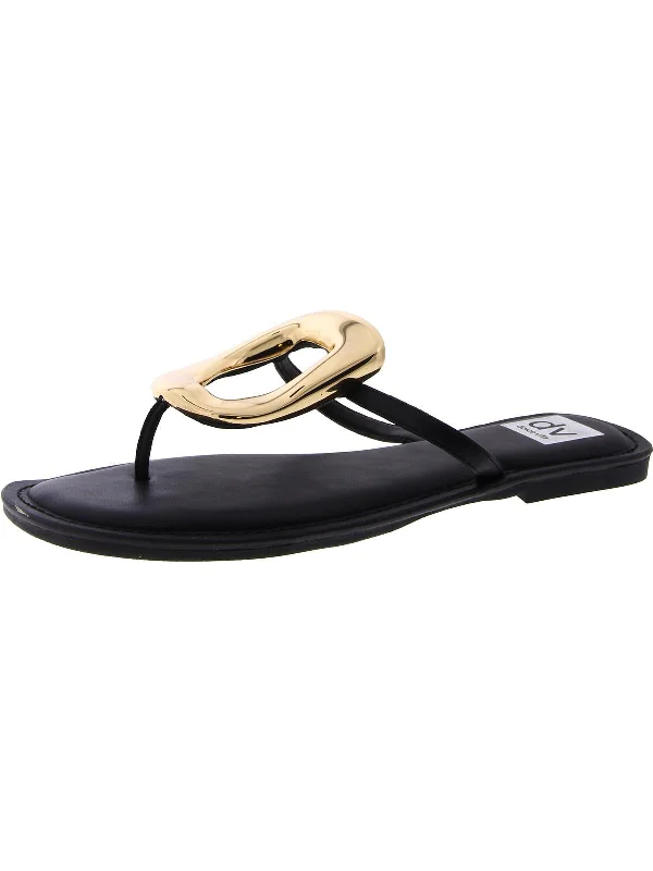 Plus Size Women's Wide - Width Platform Sandals in Black for Added Comfort and HeightJameson Womens Faux Leather Flat Thong Sandals