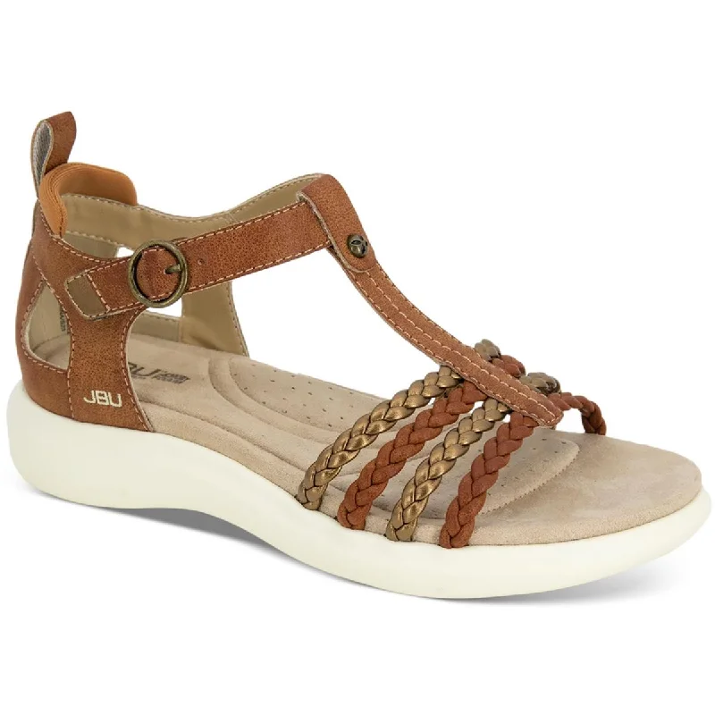 Sustainable Women's Recycled Material Sandals in Beige for Eco - Conscious ShoppersJBU by Jambu Womens Prague Faux Leather Buckle Sport Sandals