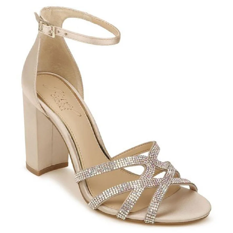 Women's Flat Slide Sandals with a Memory Foam Insole in White for All - Day ComfortJewel Badgley Mischka Womens Fidelity Satin Dressy Ankle Strap