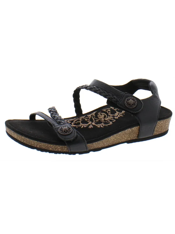 Shock - Absorbing Women's Sandals with a Soft Insole in Black for Active LifestylesJillian Womens Leather Adjustable Wedge Sandals