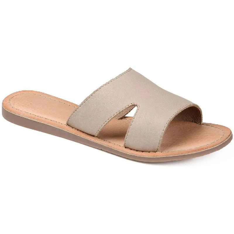 Women's Sandals with a Glitter - Coated Strap in Gold for a Sparkly Summer OutfitJournee Signature Womens Parkker Leather Slip On Slide Sandals