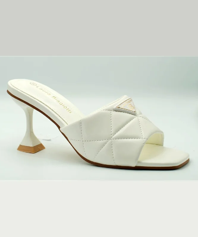 Sustainable Women's Recycled Material Sandals in Beige for Eco - Conscious ShoppersLAURA BIAGOTTI HEELED MULES