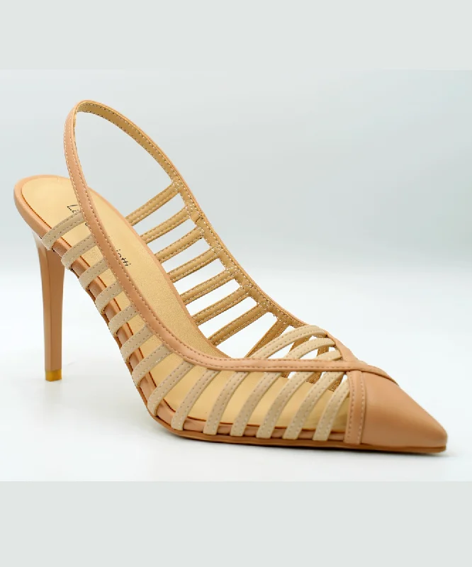 Women's Strappy Gladiator Sandals with Buckle Closures in Tan for a Boho LookLAURA BIAGIOTTI HEELED SANDALS IN NUDE