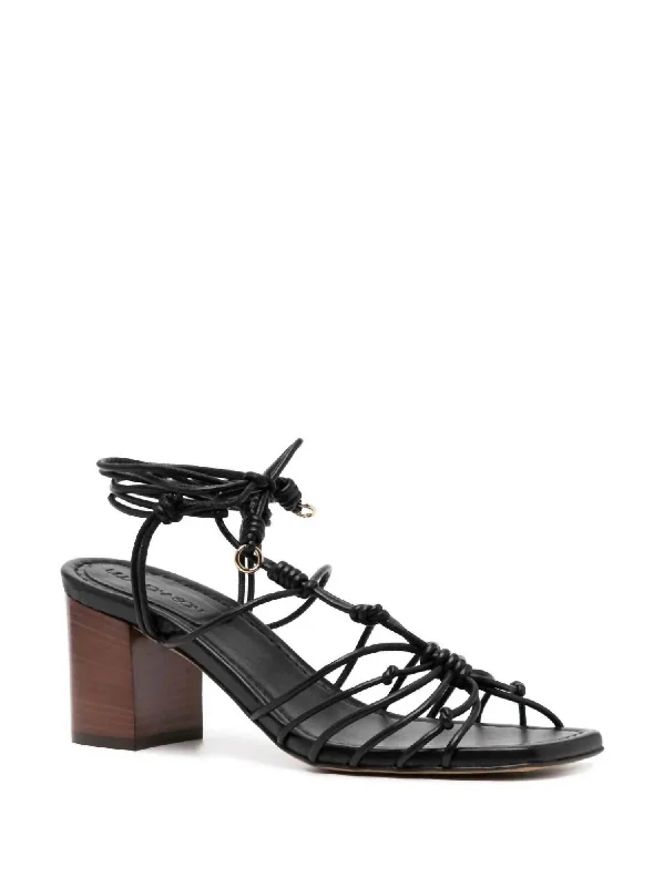 Women's Ankle - Strap Sandals with a Block Heel in Red for a Sophisticated StyleLeyna Mid Heel Sandal In Noir Black