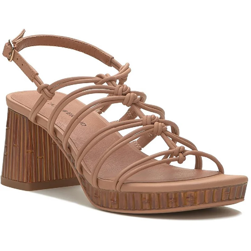 Sustainable Women's Recycled Material Sandals in Beige for Eco - Conscious ShoppersLucky Brand Womens Bassie Faux Leather Caged Heels