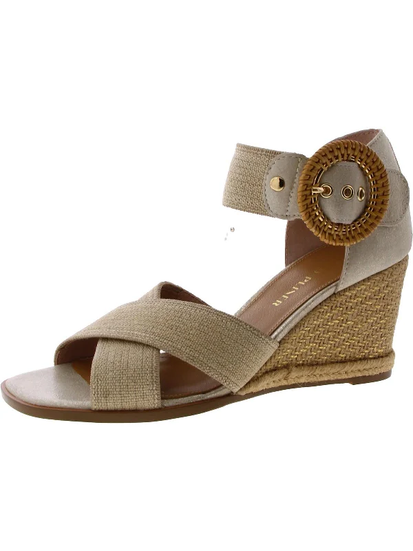 Lightweight Women's Mesh - Paneled Sandals in Yellow for BreathabilitylYRAH Knit Ankle Strap Wedge Sandals