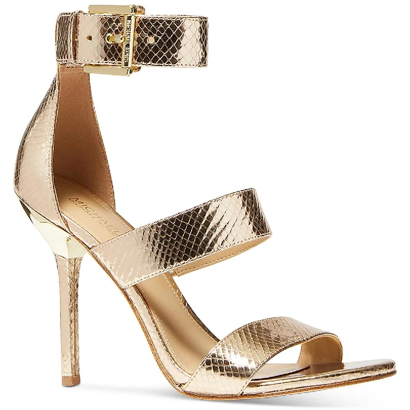 Women's Sandals with a Glitter - Coated Strap in Gold for a Sparkly Summer OutfitMICHAEL Michael Kors Womens Amal Leather Ankle Strap Heels