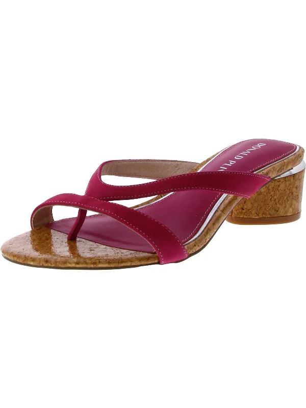 Adjustable Strap Women's Sandals with a Padded Heel in Pink for a Custom FitMida Womens Leather Cork Thong Sandals