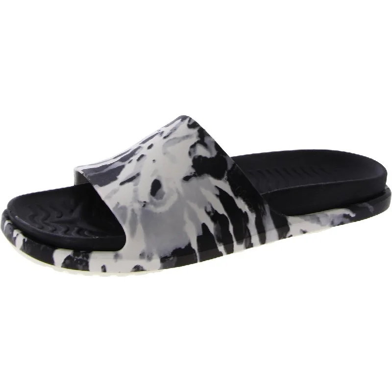 Women's Flat Slide Sandals with a Memory Foam Insole in White for All - Day ComfortNative Womens Printed Slip-On Pool Slides