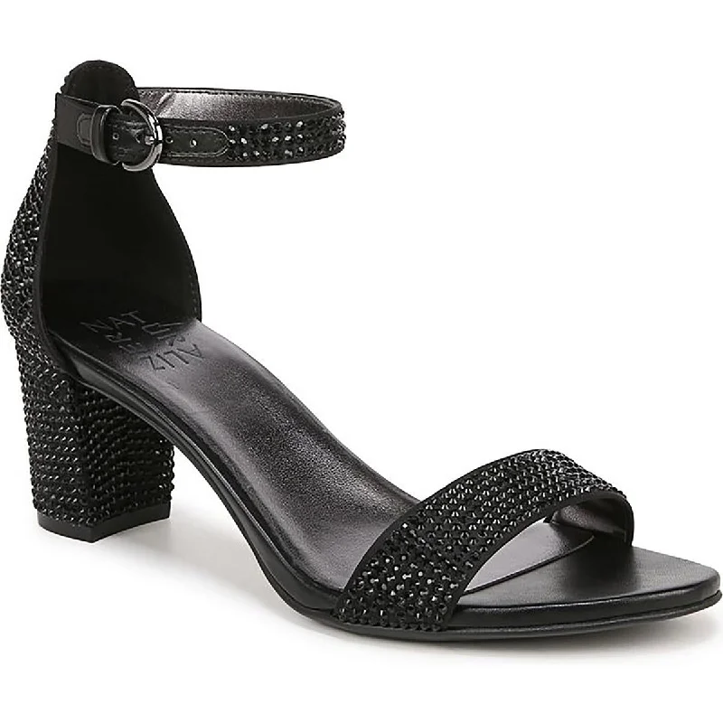 Plus Size Women's Wide - Width Platform Sandals in Black for Added Comfort and HeightNaturalizer Womens Vera-Glitz Satn Ankle Srap Block Heel