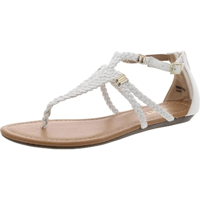 Sustainable Women's Recycled Material Sandals in Beige for Eco - Conscious ShoppersReport Womens Faux Leather Ankle Strap Strappy Sandals