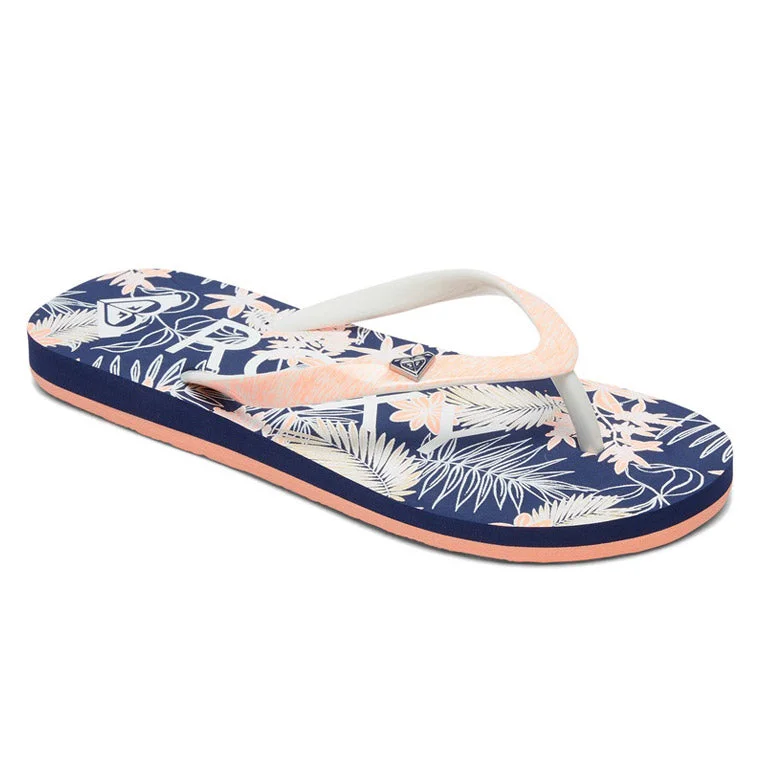 Women's Sandals with a Floral - Printed Upper in Pink for a Feminine Spring LookRoxy Girl Pebbles VI Flip Flop-BLP